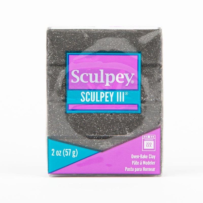 Dim Gray Sculpey III Oven Bake Clay- 57g - Black Glitter Polymer Clay (Oven Bake)