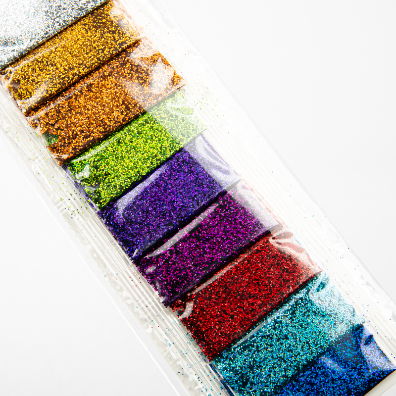 White Smoke Holographic Glitter Sample Pack 2g  x 9 Colours Glitter