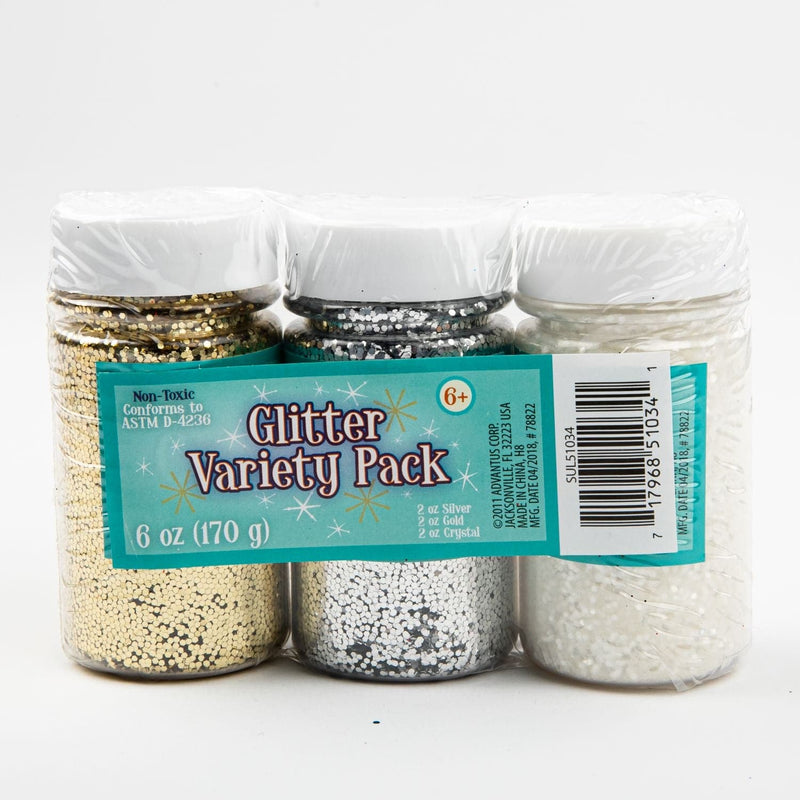 Cadet Blue Glitter Variety Pack 3 x 57 grams Gold, Silver and Crystal Glitter