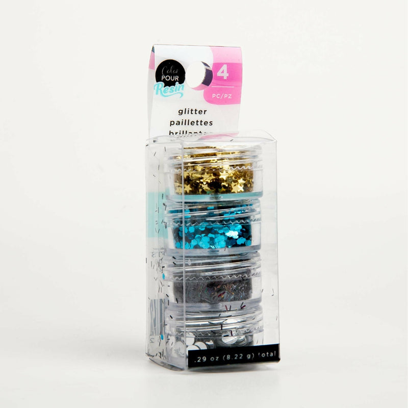 Steel Blue American Crafts Color Pour Resin Mix-Ins Galaxy - Black, Silver, Blue and Gold Resin Mix Ins