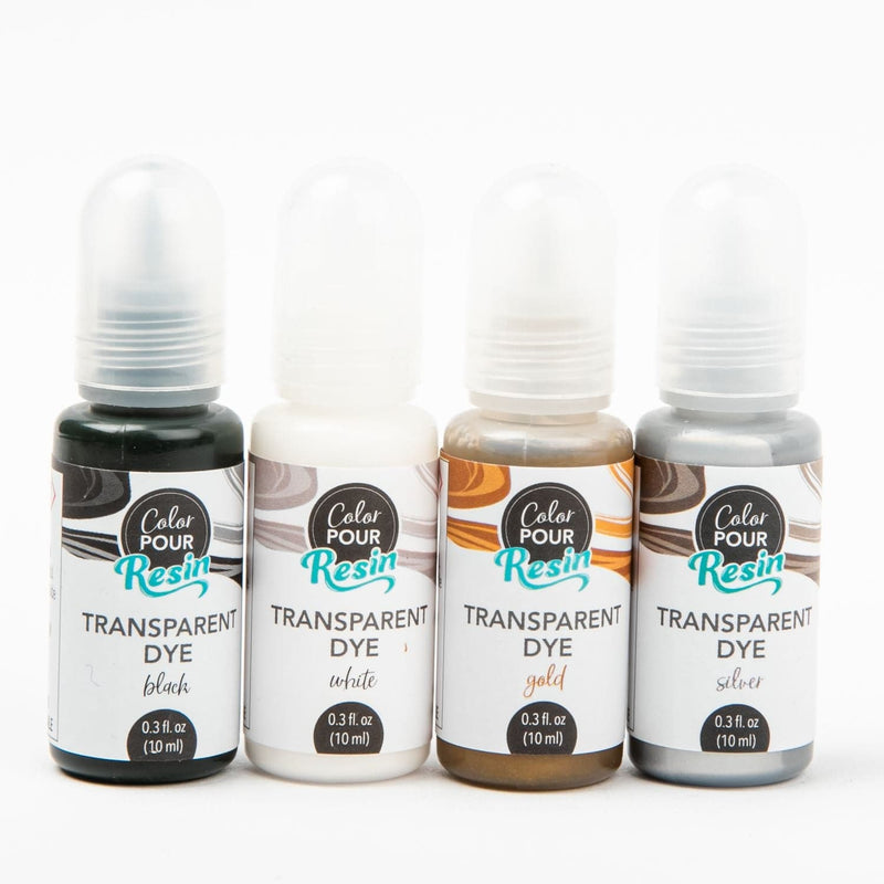 White Smoke American Crafts Color Pour Resin Dyes 4 x 10ml Translucent Metallic Colours Resin Dyes Pigments and Colours