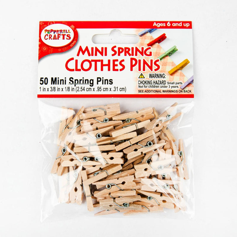 Tan Mini Wooden Spring Clothes Pins 50 Pieces 2.54cm x 0.31cm Pipe Cleaners