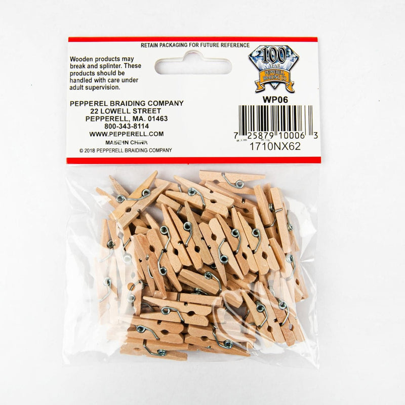 Tan Mini Wooden Spring Clothes Pins 50 Pieces 2.54cm x 0.31cm Pipe Cleaners