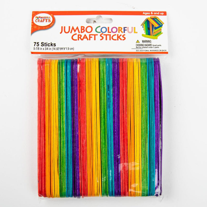 Orange Red Coloured Wood Jumbo Craft Sticks 14.9x1.9cm  75 Pieces Pipe Cleaners