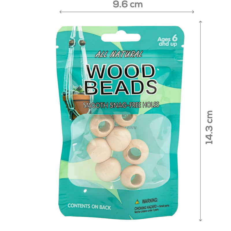 Light Sea Green Round Wood Beads 20mm 8/Pkg - Natural Macrame Beads