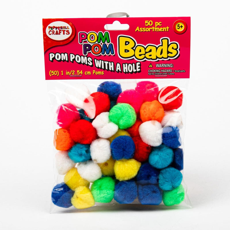 Red Pom-Pom Beads with Hole 25mm x 50 Pieces Pom Pom