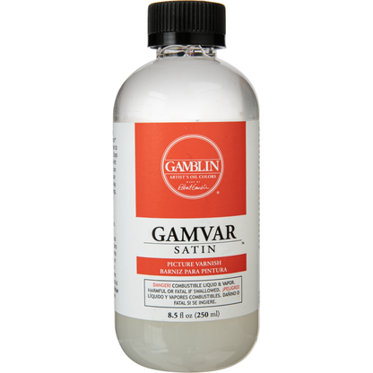 Light Gray Gamblin Gamvar Picture Varnish Satin 250mL/8.5Oz Oil Paints