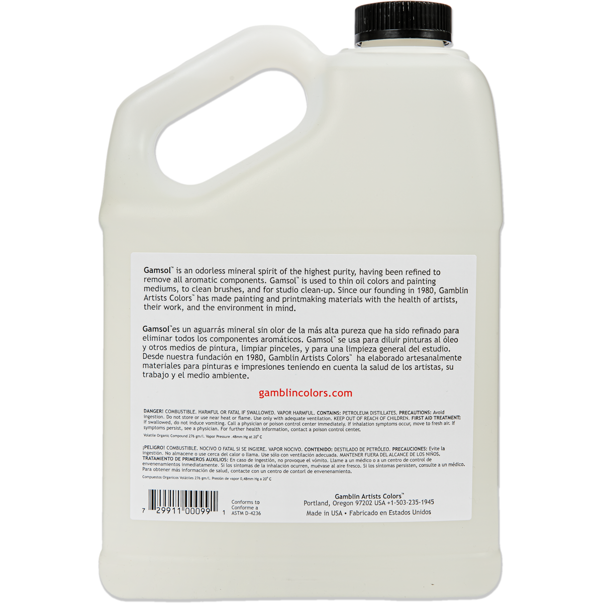 Light Gray Gamblin Gamsol - Odorless Mineral Spirit 3.76L/1Gal Oil Paints