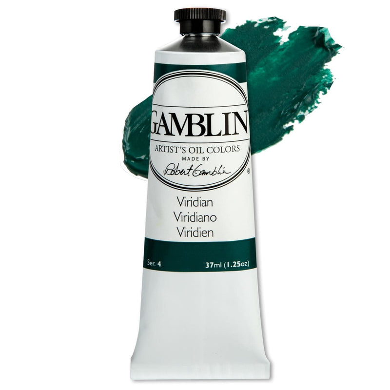 Light Gray Gamblin Artist Grade Oil Paint Viridian Series 4 37mL Oil Paints