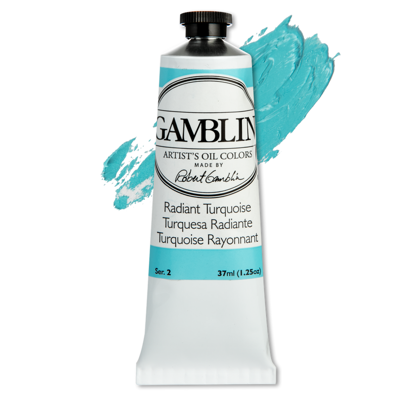 Steel Blue Gamblin Artist Grade Oil Paint Radiant Turquoise Series 2 37mL Oil Paints