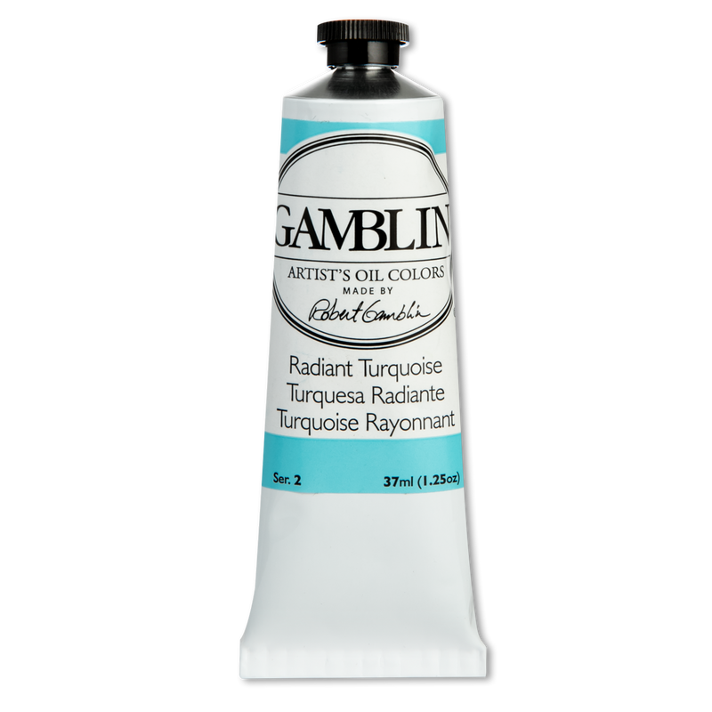 Light Gray Gamblin Artist Grade Oil Paint Radiant Turquoise Series 2 37mL Oil Paints