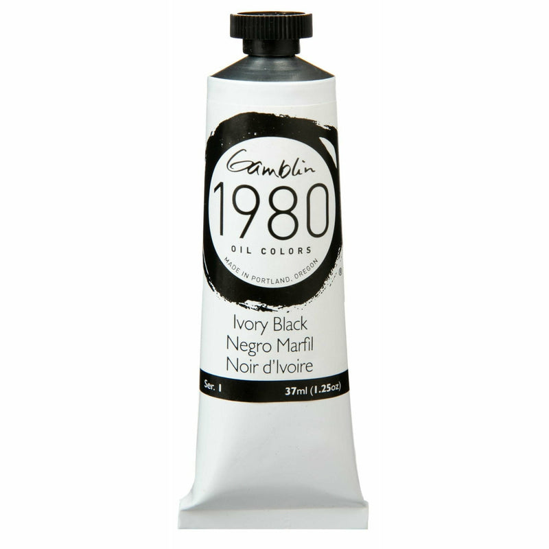 Black Gamblin 1980 Oil Paint Ivory Black 37mL Series 1 Oil Paints