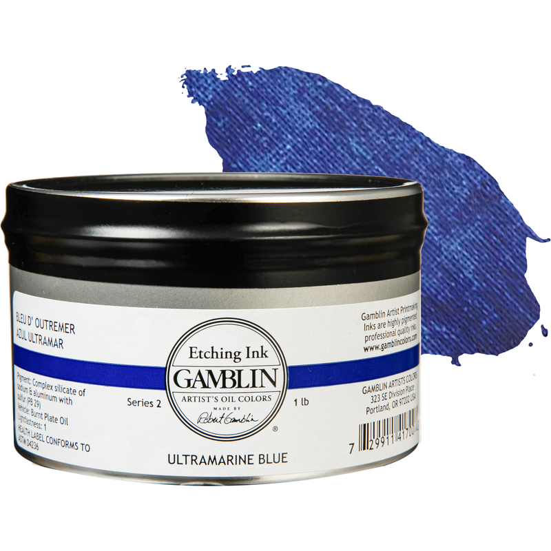 Beige Gamblin Ultramarine Blue Etching Ink 454g Printmaking