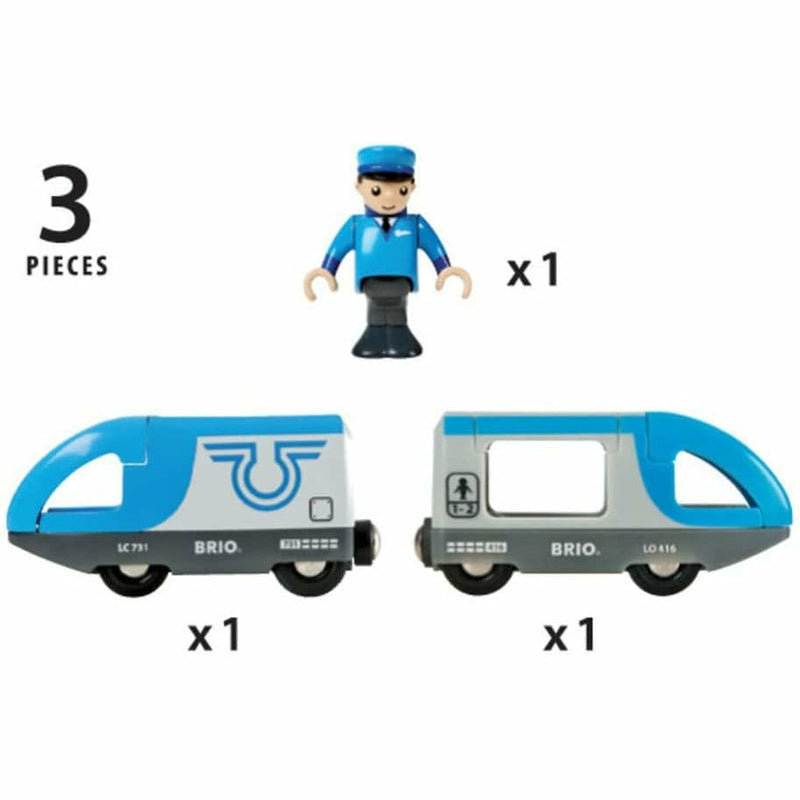 Steel Blue BRIO BO - Travel Battery Train 3 pieces Kids Educational Games and Toys