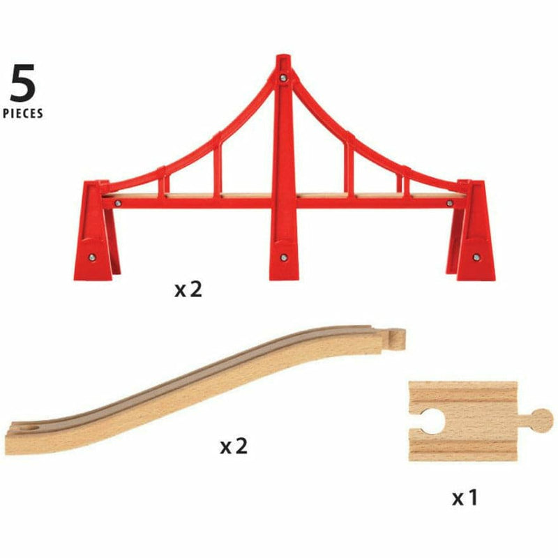 Tan BRIO Bridge-Double Suspension Bridge (5 Pieces) Kids Educational Games and Toys