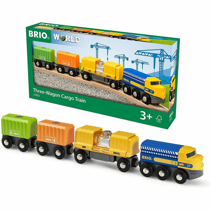 Dark Slate Gray BRIO Train - Three-Wagon Cargo Train 7 pieces Kids Educational Games and Toys