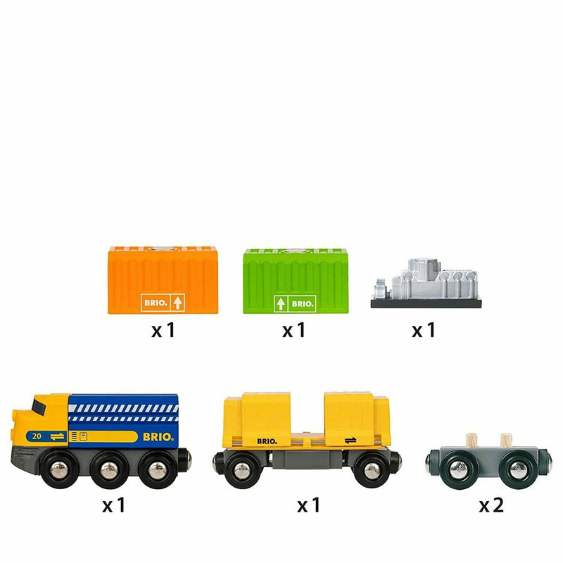 Dark Slate Gray BRIO Train - Three-Wagon Cargo Train 7 pieces Kids Educational Games and Toys