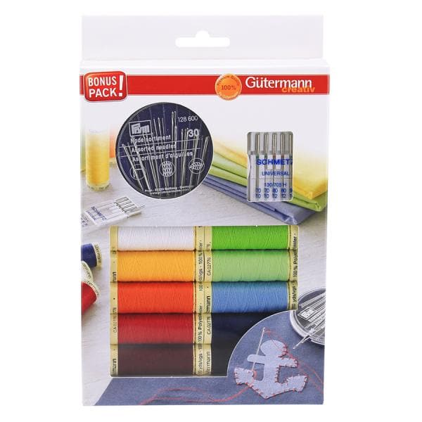 Olive Drab Gutermann Thread Set: Sewing Needles: Sew-All: 10 x 100m: Assorted Sewing Threads