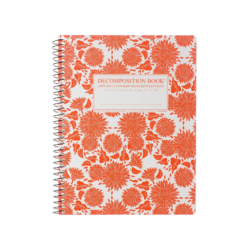 Light Gray Decomposition Book Spiral Notebook Ruled   Large   Sunflowers Pads