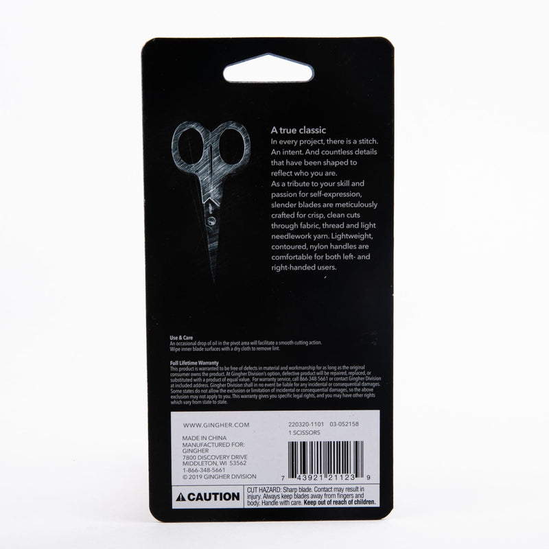 Black Gingher Lightweight Embroidery Scissors 4" Quilting and Sewing Tools and Accessories