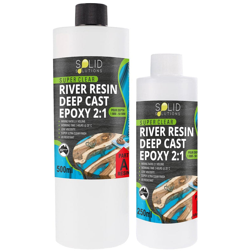 Light Gray Solid Solutions River Resin Deep Cast Epoxy 2:1 750ml Beginner Kit Resins for Casting