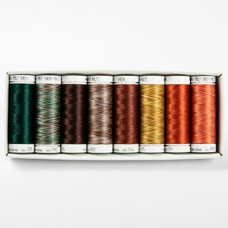 Dark Slate Gray Mettler Poly Sheen Thread Kit 8/Pkg-Autumn Sewing Threads