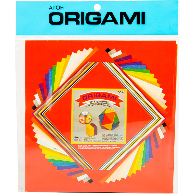 Orange Red Origami Paper 60/Pkg - Assorted Colours and Sizes Origami