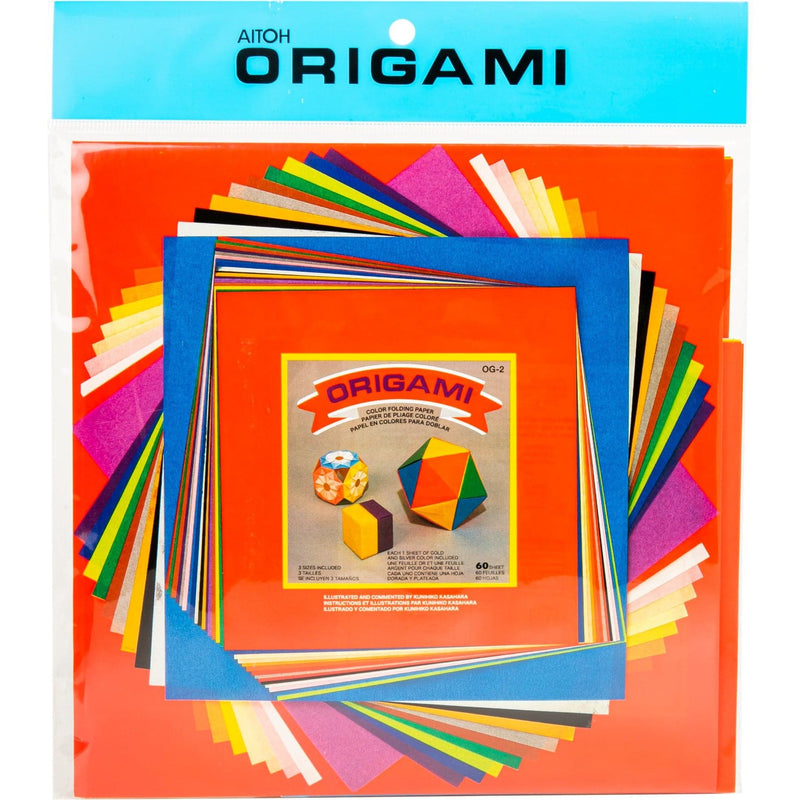Orange Red Origami Paper 60/Pkg - Assorted Colours and Sizes - Solid Colours Origami