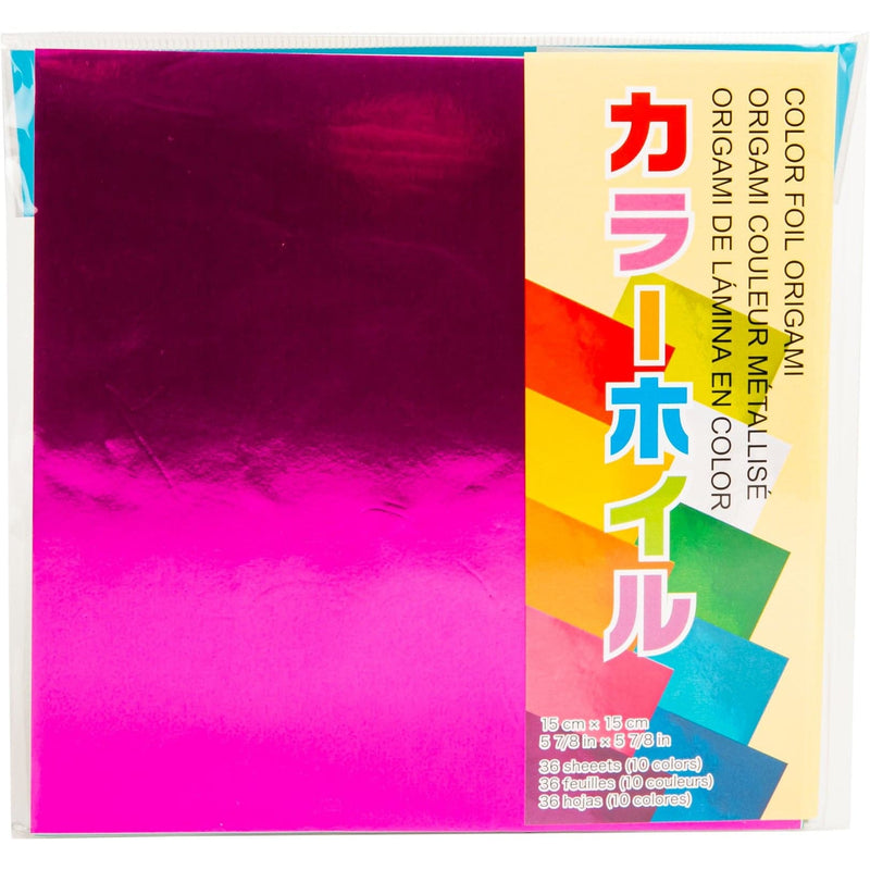 Hot Pink Origami Paper 15cmX15cm 36/Pkg - Assorted Foil Origami