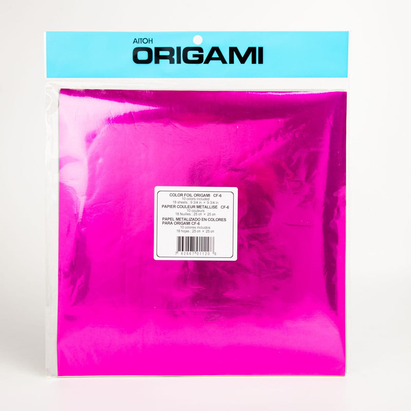 Deep Pink Origami Paper 24.7cmX24.7cm 18/Pkg - Assorted Foil Origami