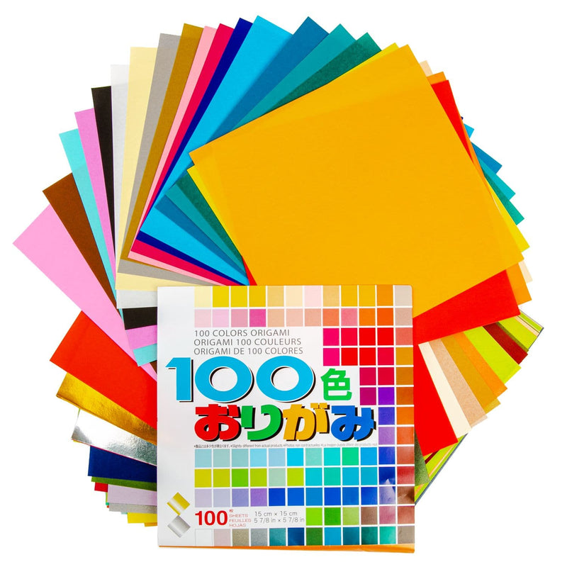 Orange Origami Paper 15cmX15cm 100/Pkg - Assorted Colours Origami