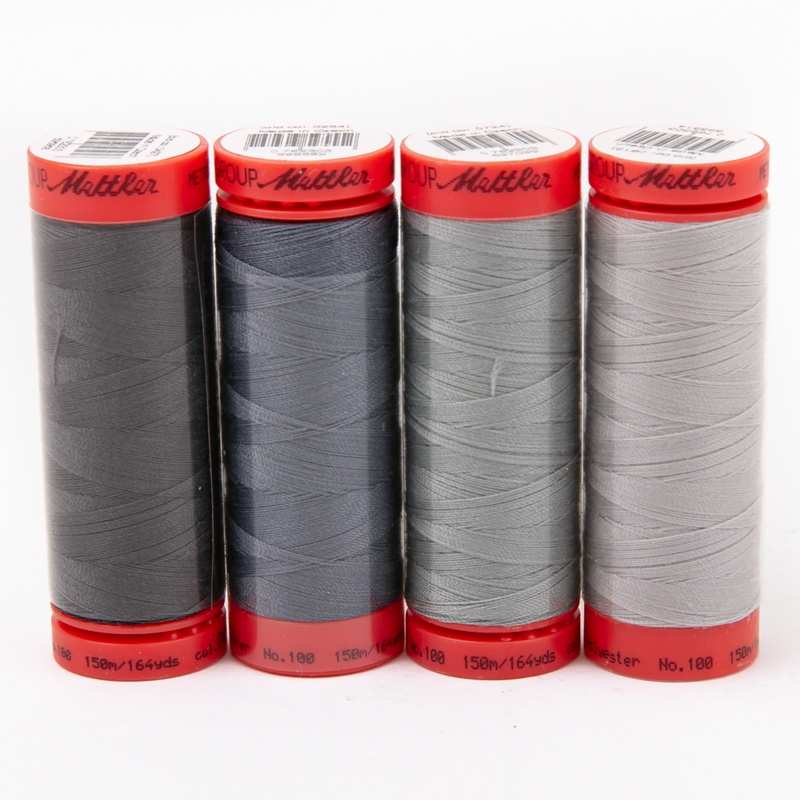 Light Gray Mettler Metrosene Thread Kits 4/Pkg-Grey Sewing Threads