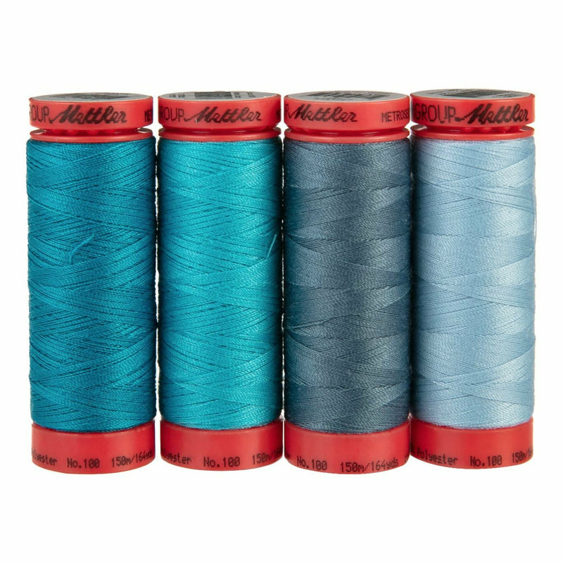 Steel Blue Mettler Metrosene Thread Kits 4/Pkg-Ocean Sewing Threads