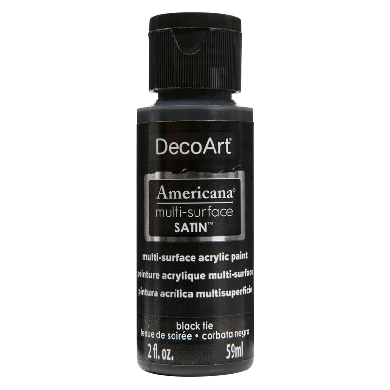 Black Americana Multi-Surface Satin Acrylic Paint  59mL -Black Tie Acrylic Paints