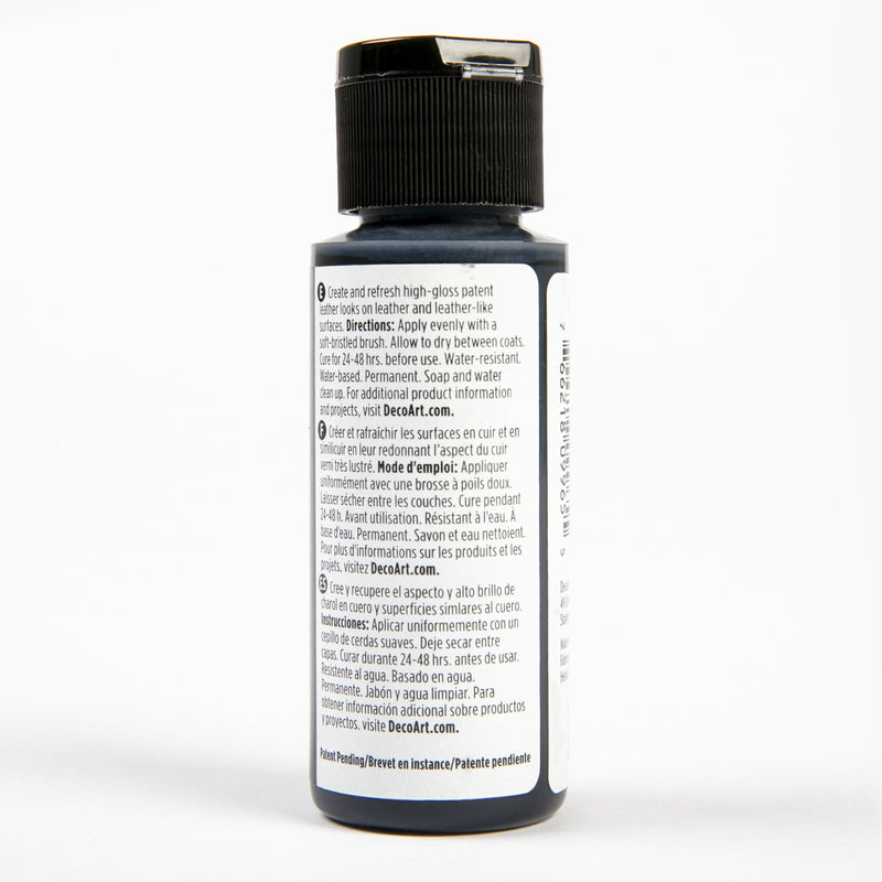 White Smoke DecoArt Patent Leather Paint 59ml - Black Leather and Vinyl Paint