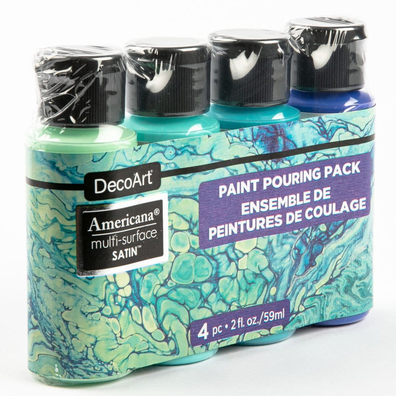 Light Slate Gray Americana Multi-Surface Satin Paint Pouring Pack 4/Pkg-Coastal Acrylic Paints