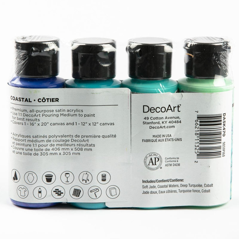Light Gray Americana Multi-Surface Satin Paint Pouring Pack 4/Pkg-Coastal Acrylic Paints