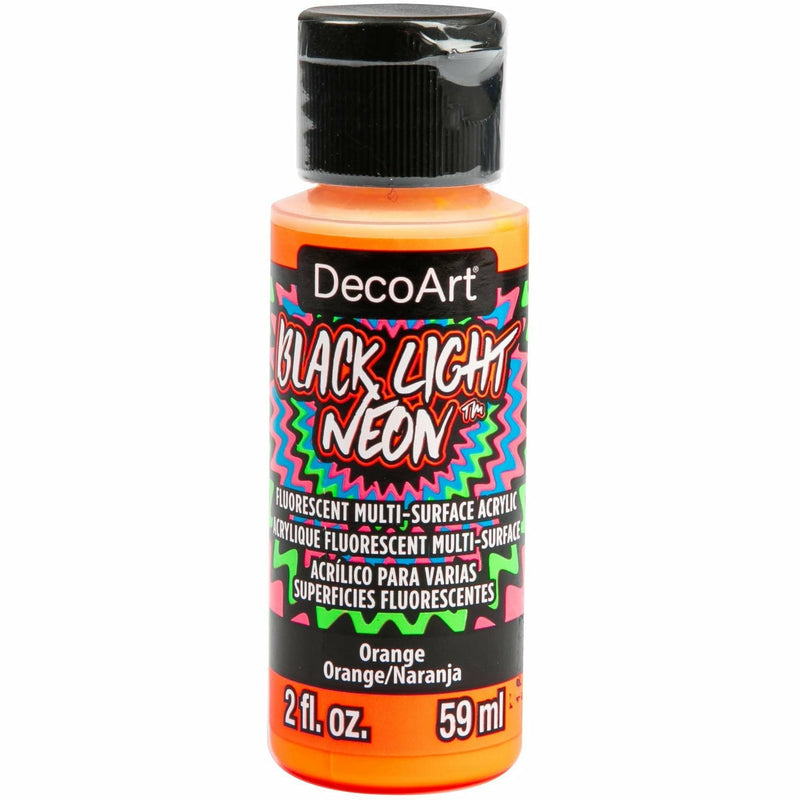 Brown DecoArt Black Light Neon Acrylic Paint 59ml - Orange Neon/UV and Black Light Paint