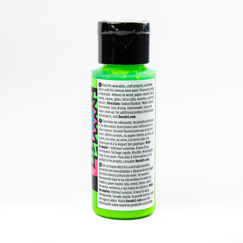 Gray DecoArt Black Light Neon Acrylic Paint 59ml - Green Neon/UV and Black Light Paint