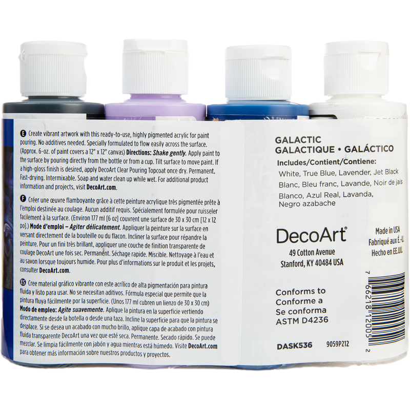 Lavender DecoArt FluidArt Paint Pouring Value Pack 4/Pkg-Galactic Acrylic Paints