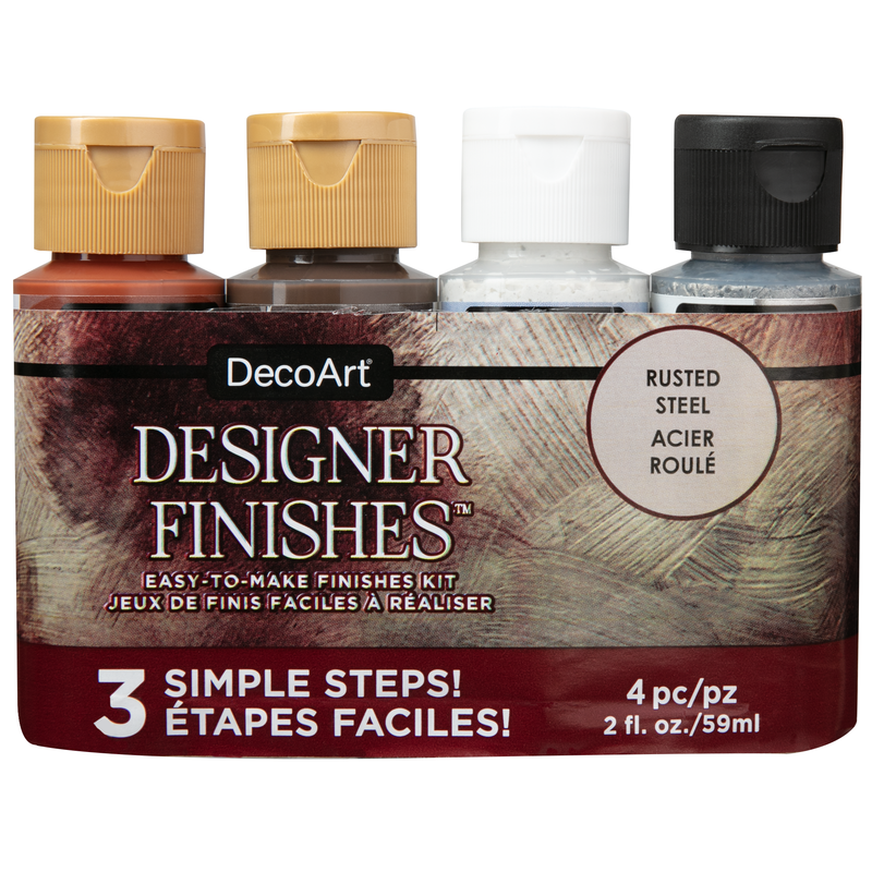 Dark Slate Gray DecoArt Designer Finishes Paint Pack 4/Pkg-Rusted Steel Craft Paint Finishes Varnishes and Sealers