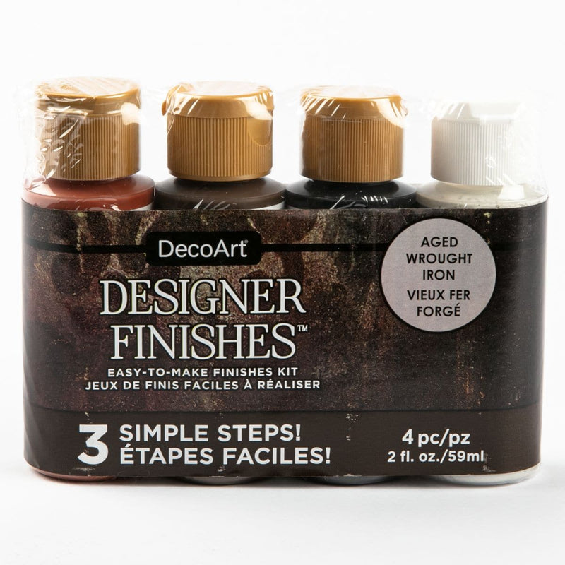 Beige DecoArt Designer Finishes Paint Pack 4/Pkg-Aged Wrought Iron Craft Paint Finishes Varnishes and Sealers
