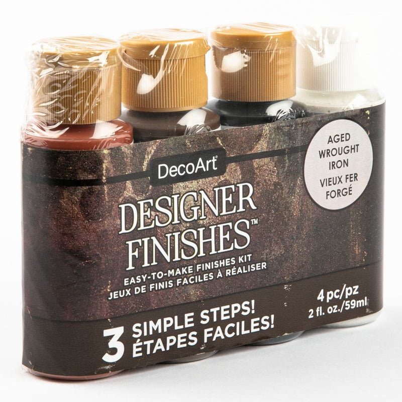 Dim Gray DecoArt Designer Finishes Paint Pack 4/Pkg-Aged Wrought Iron Craft Paint Finishes Varnishes and Sealers