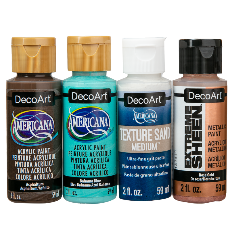 Tan DecoArt Designer Finishes Paint Pack 4/Pkg-Patina Craft Paint Finishes Varnishes and Sealers