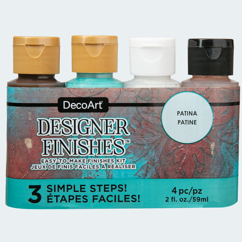 Sea Green DecoArt Designer Finishes Paint Pack 4/Pkg-Patina Craft Paint Finishes Varnishes and Sealers