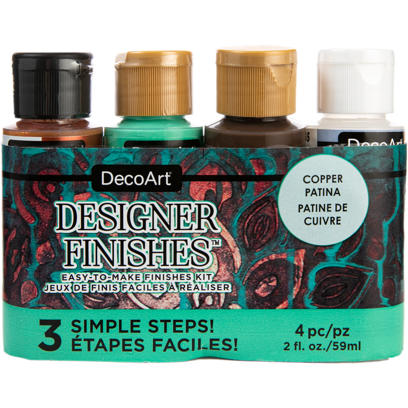 Gray DecoArt Designer Finishes Paint Pack 4/Pkg-Copper Patina Craft Paint Finishes Varnishes and Sealers