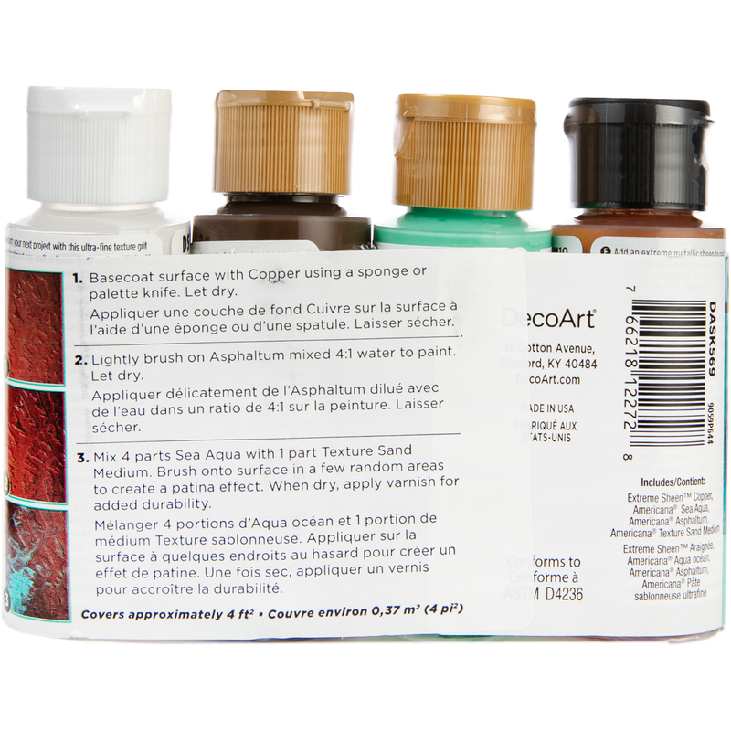 Beige DecoArt Designer Finishes Paint Pack 4/Pkg-Copper Patina Craft Paint Finishes Varnishes and Sealers