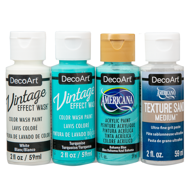 Light Gray DecoArt Designer Finishes Paint Pack 4/Pkg-Salt Wash Beach Craft Paint Finishes Varnishes and Sealers