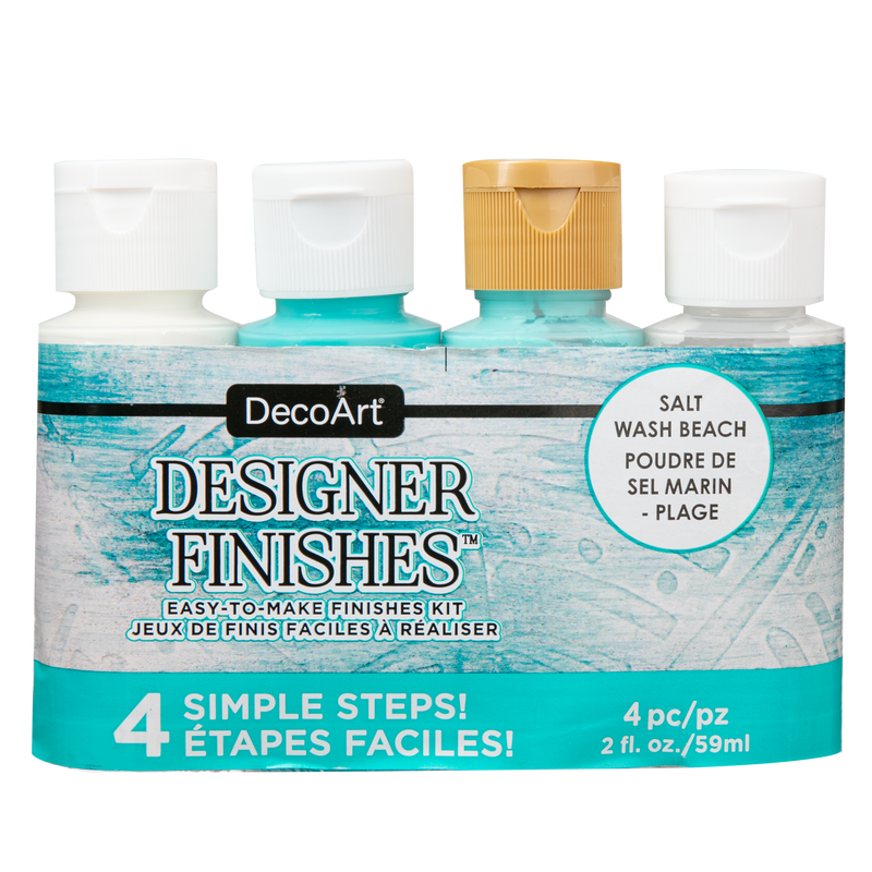 Dark Cyan DecoArt Designer Finishes Paint Pack 4/Pkg-Salt Wash Beach Craft Paint Finishes Varnishes and Sealers