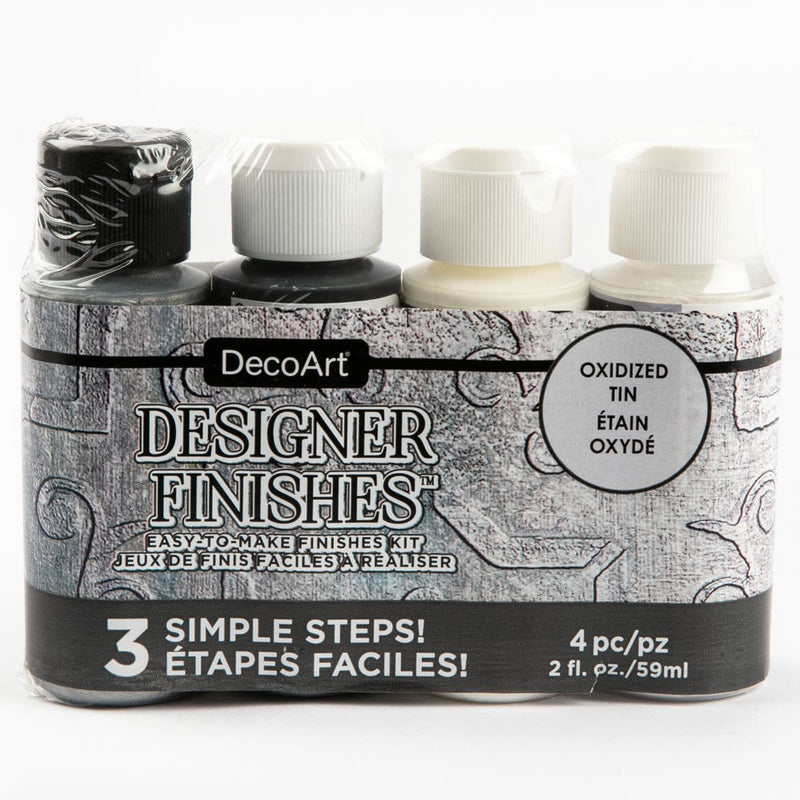 Dark Slate Gray DecoArt Designer Finishes Paint Pack 4/Pkg-Oxidized Tin Craft Paint Finishes Varnishes and Sealers
